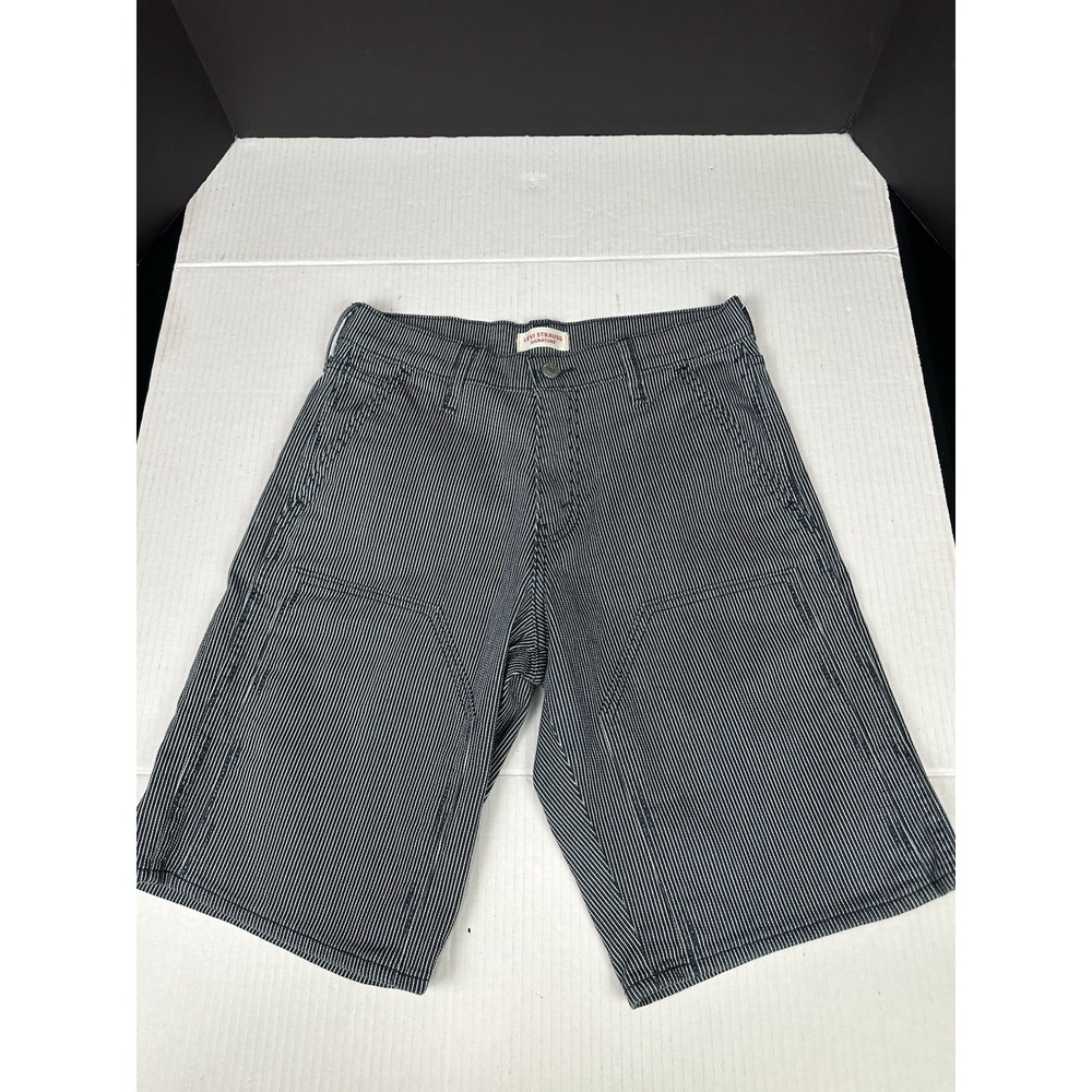 Levi Strauss Signature Shorts Men's 28 Blue Railroad Stripe Double Front Utility